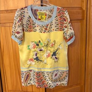 Johnny Was Mistic Tunic Top Medium Floral Embroidered